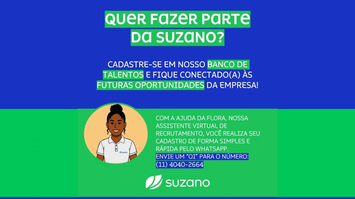 Suzano amplia o acesso ao banco de talentos por meio da assistente virtual Flora