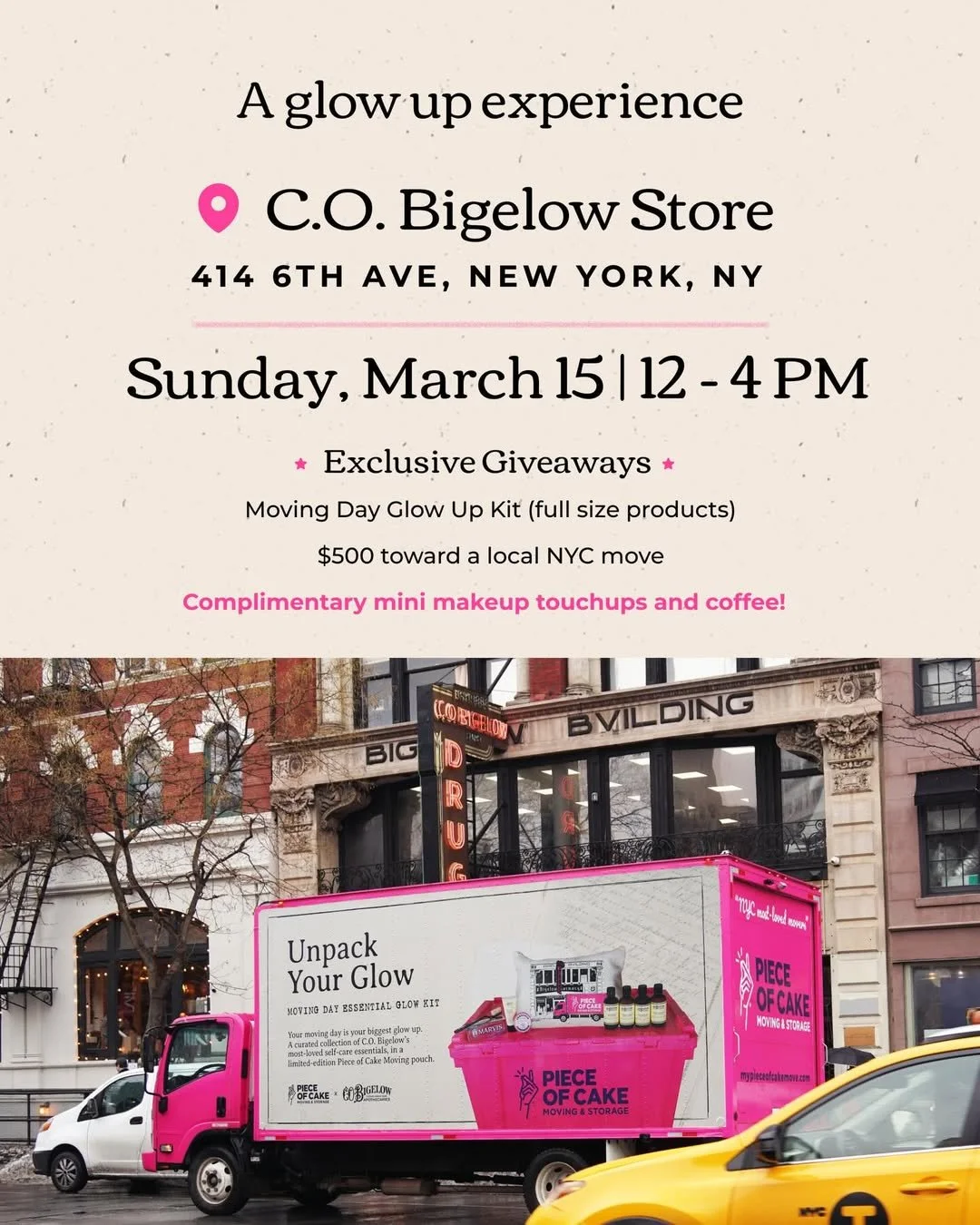 Glow Up Experience with C.O. Bigelow and Piece of Cake
