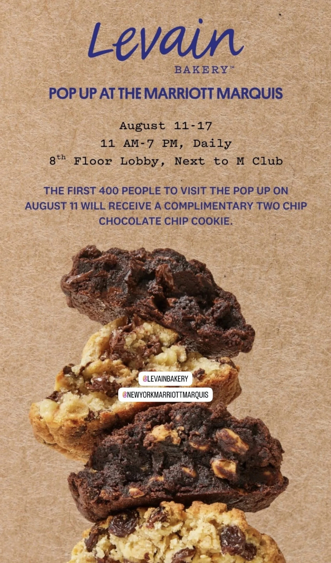 Levain Bakery Pop-Up at the Marriott Marquis
