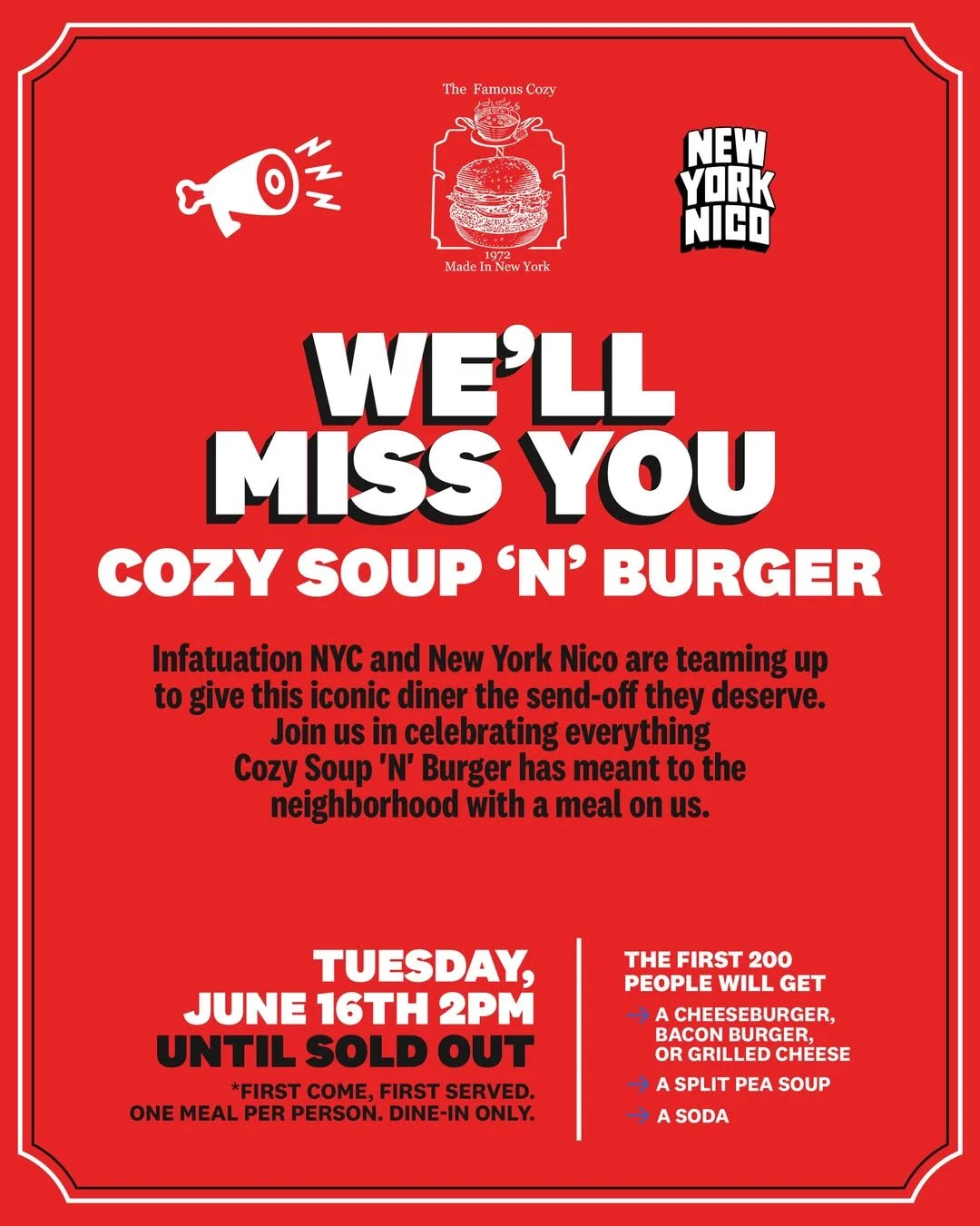 Cozy Soup N Burger Send Off