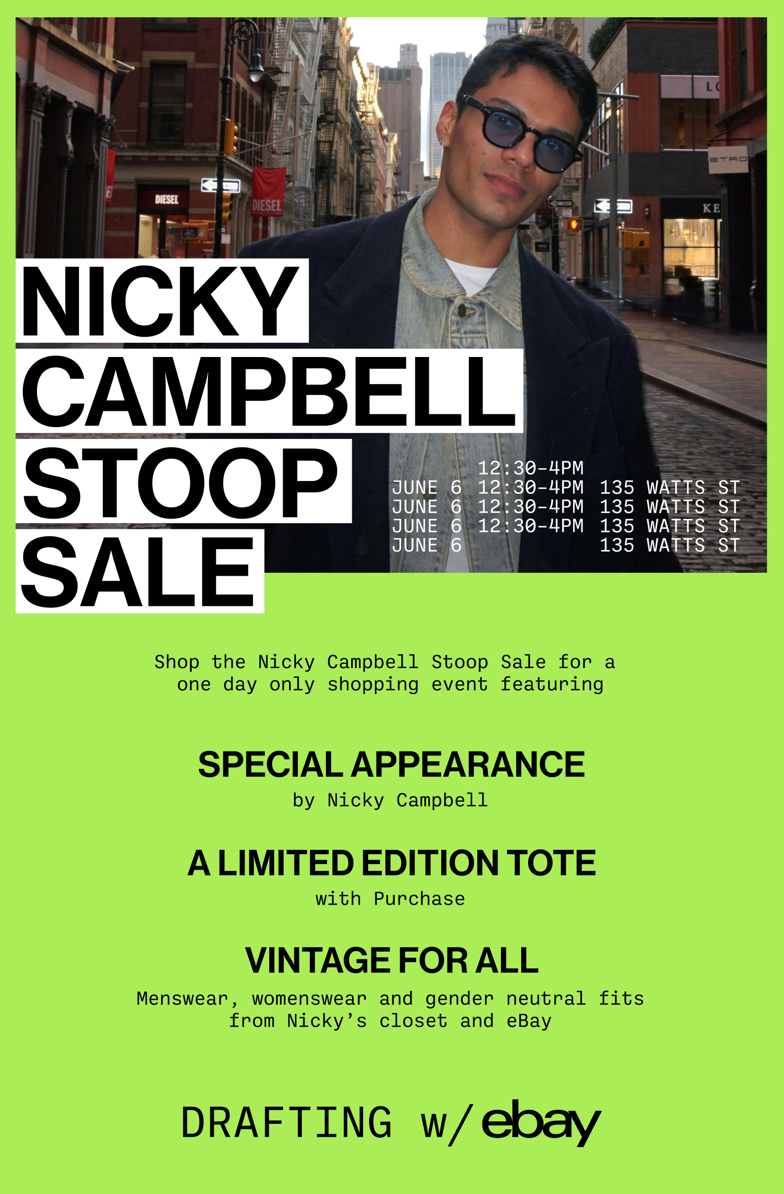 DRAFTING w/ eBay: Nicky Campbell Stoop Sale
