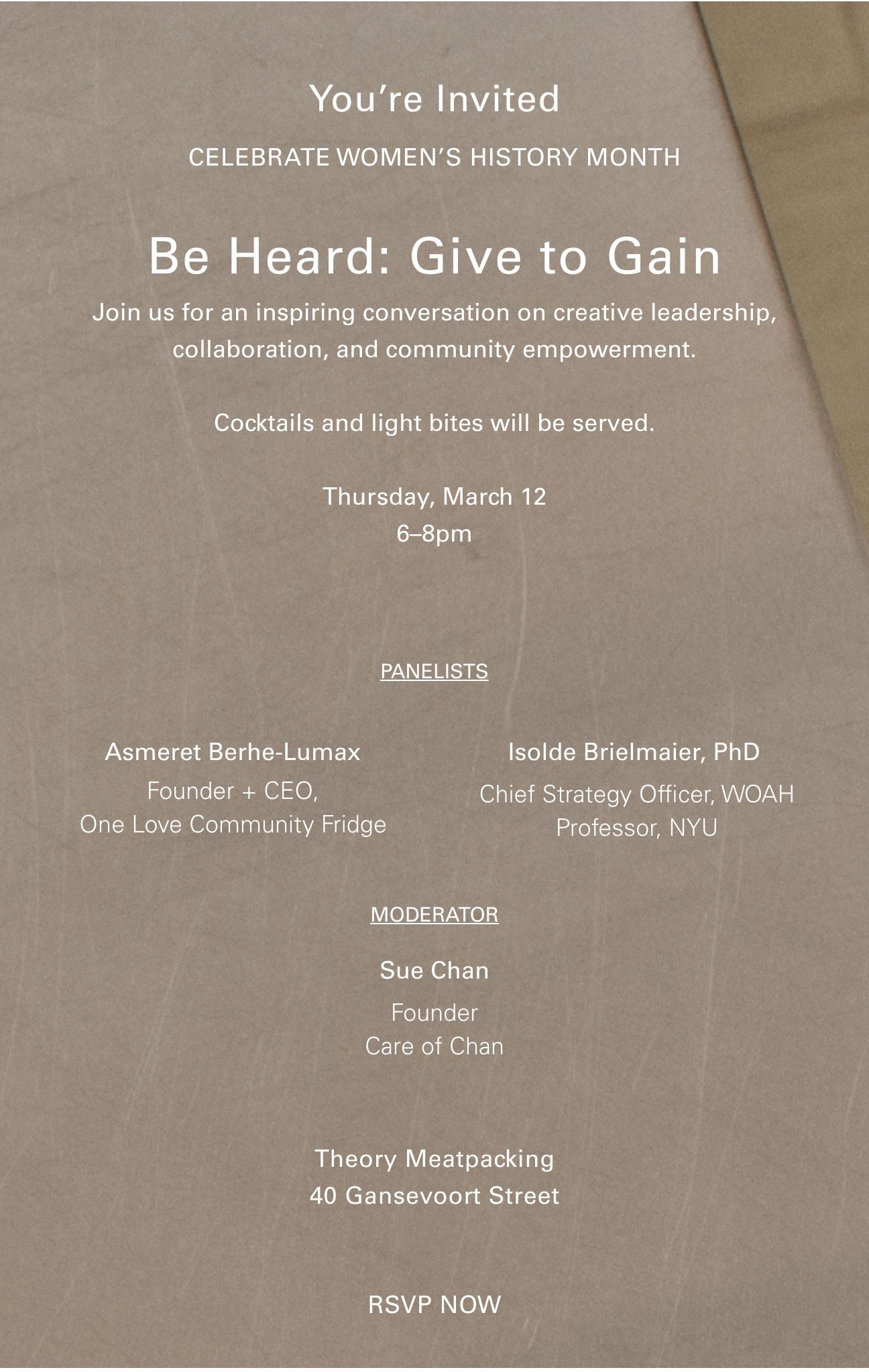 Theory Women's History Month Be Heard: Give to Gain