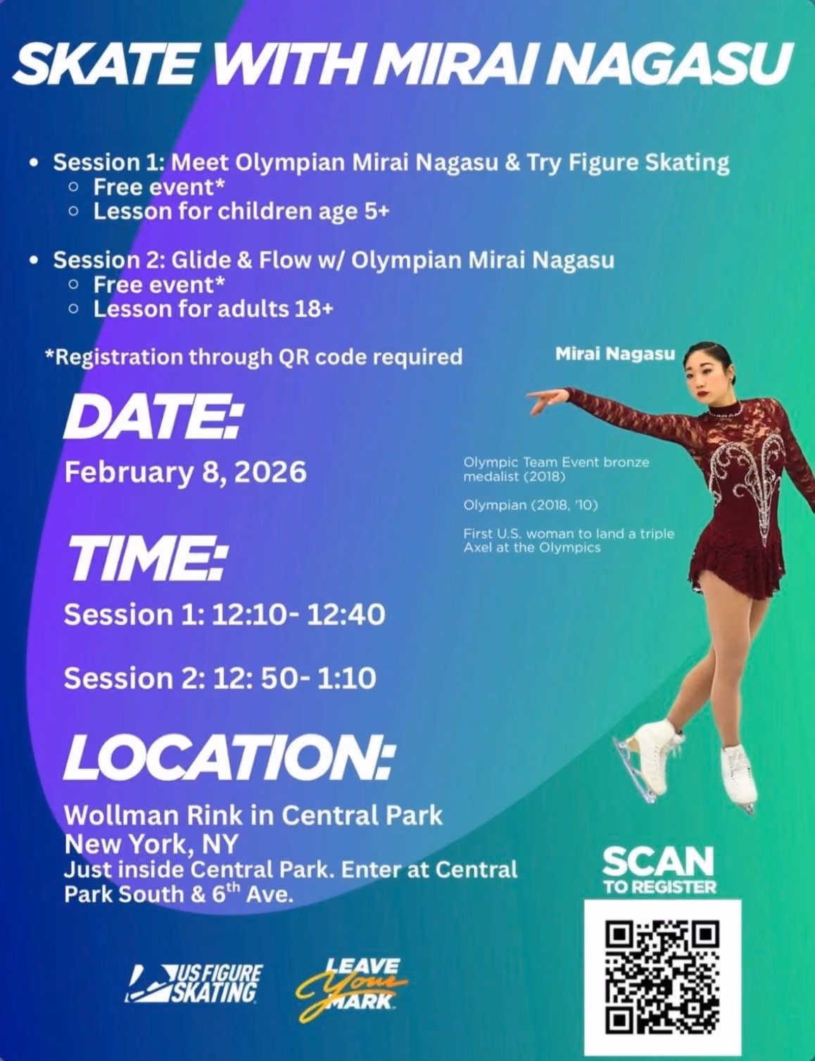 Wollman Rink Skate with Mirai Nagasu
