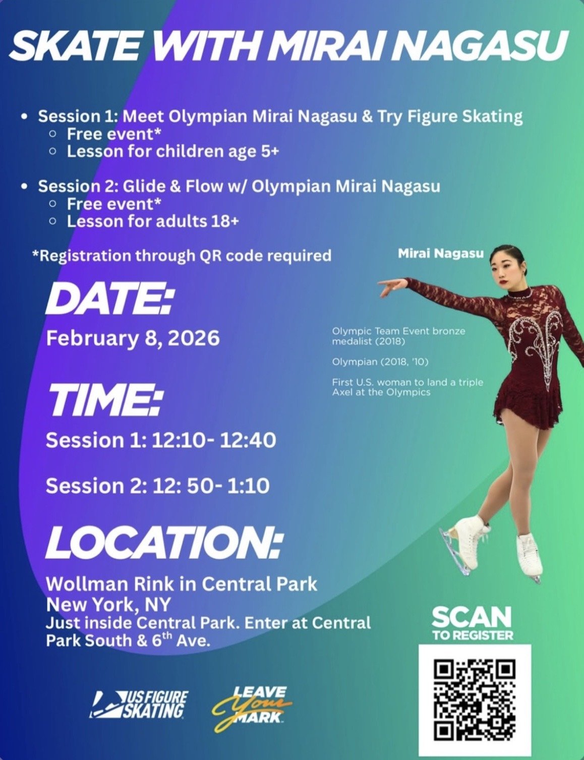 Wollman Rink Skate with Mirai Nagasu