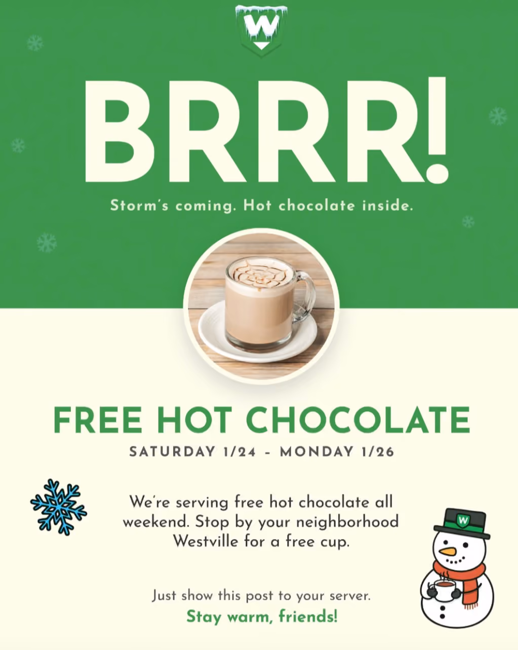 Westville Free Hot Chocolate
