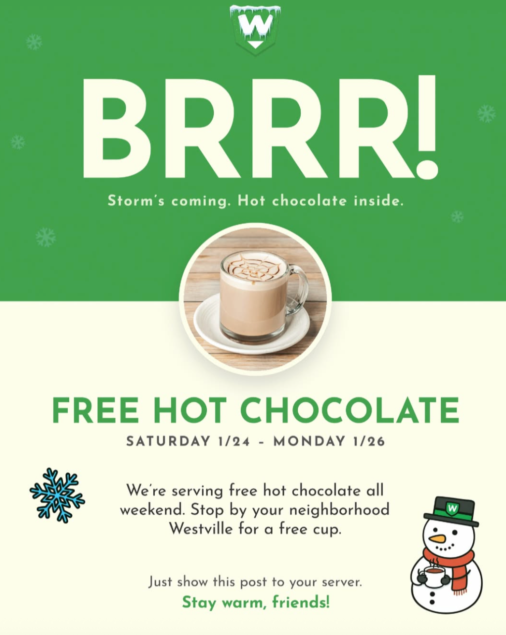Westville Free Hot Chocolate
