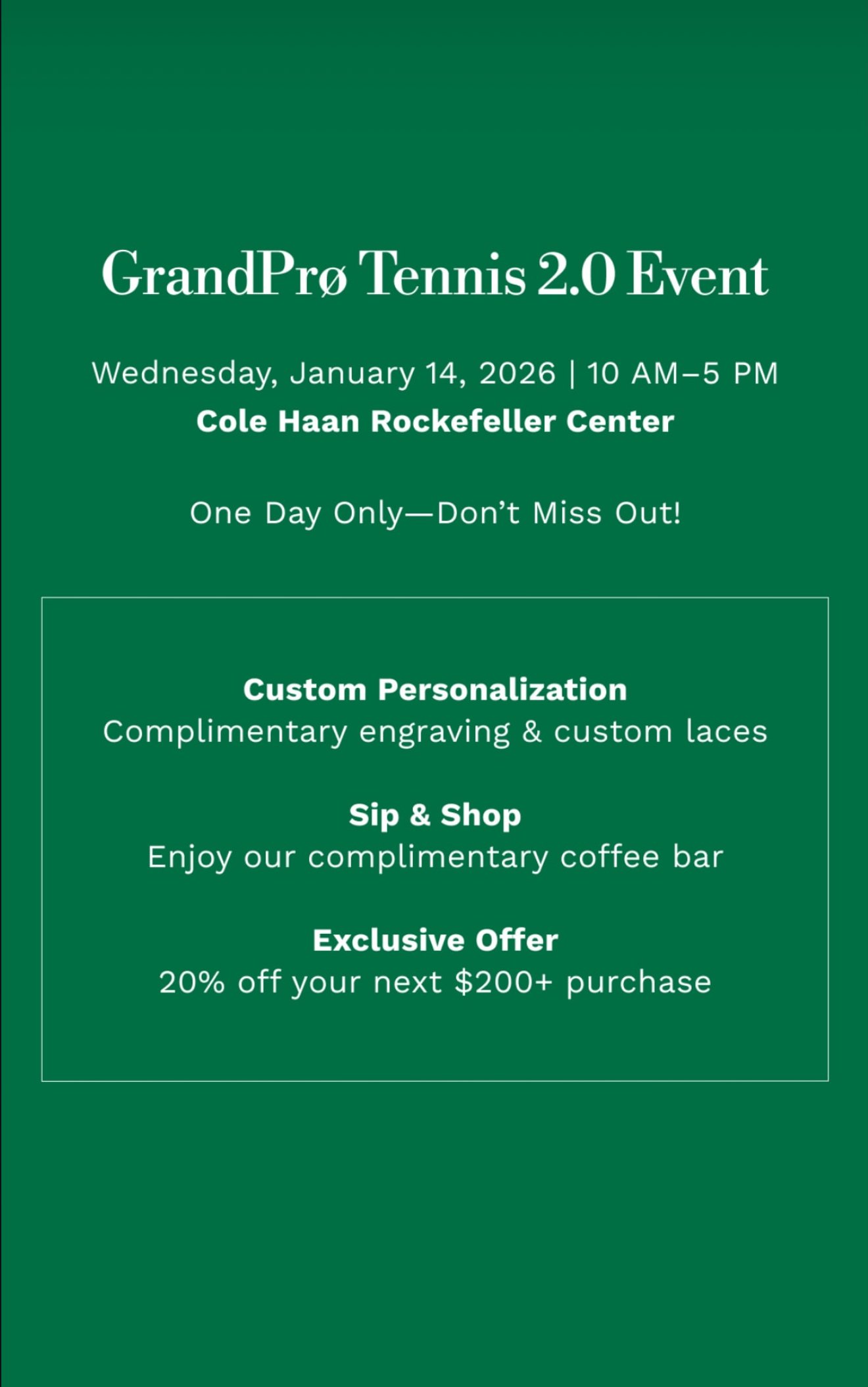 Cole Haan GrandPrø Tennis 2.0 Event