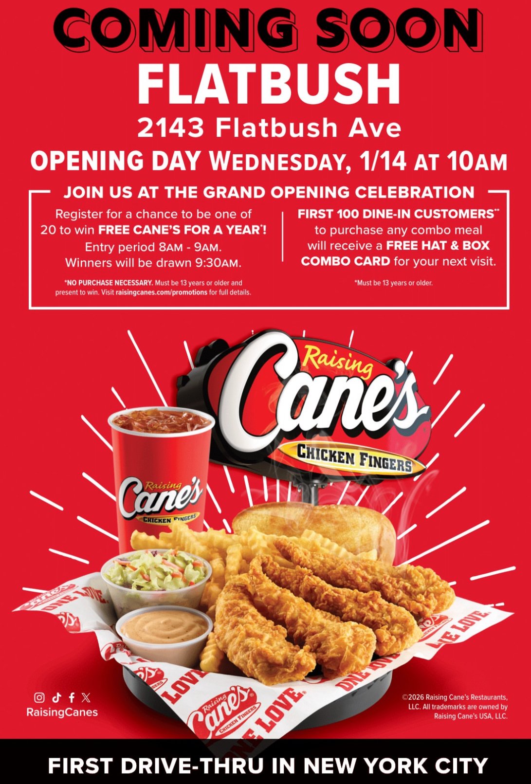 Raising Cane's Flatbush Grand Opening