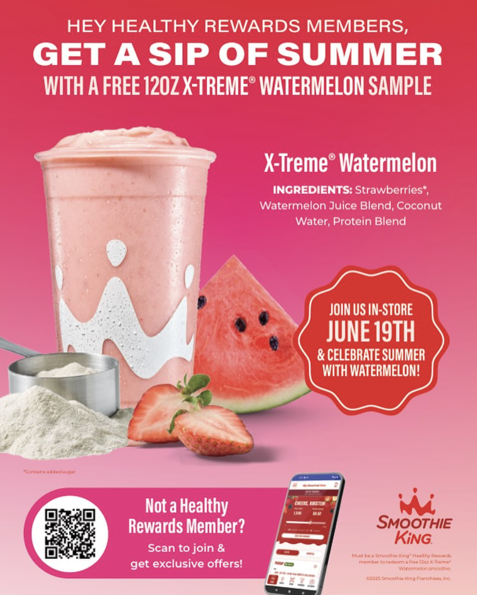 Smoothie King Free Watermelon Smoothie
