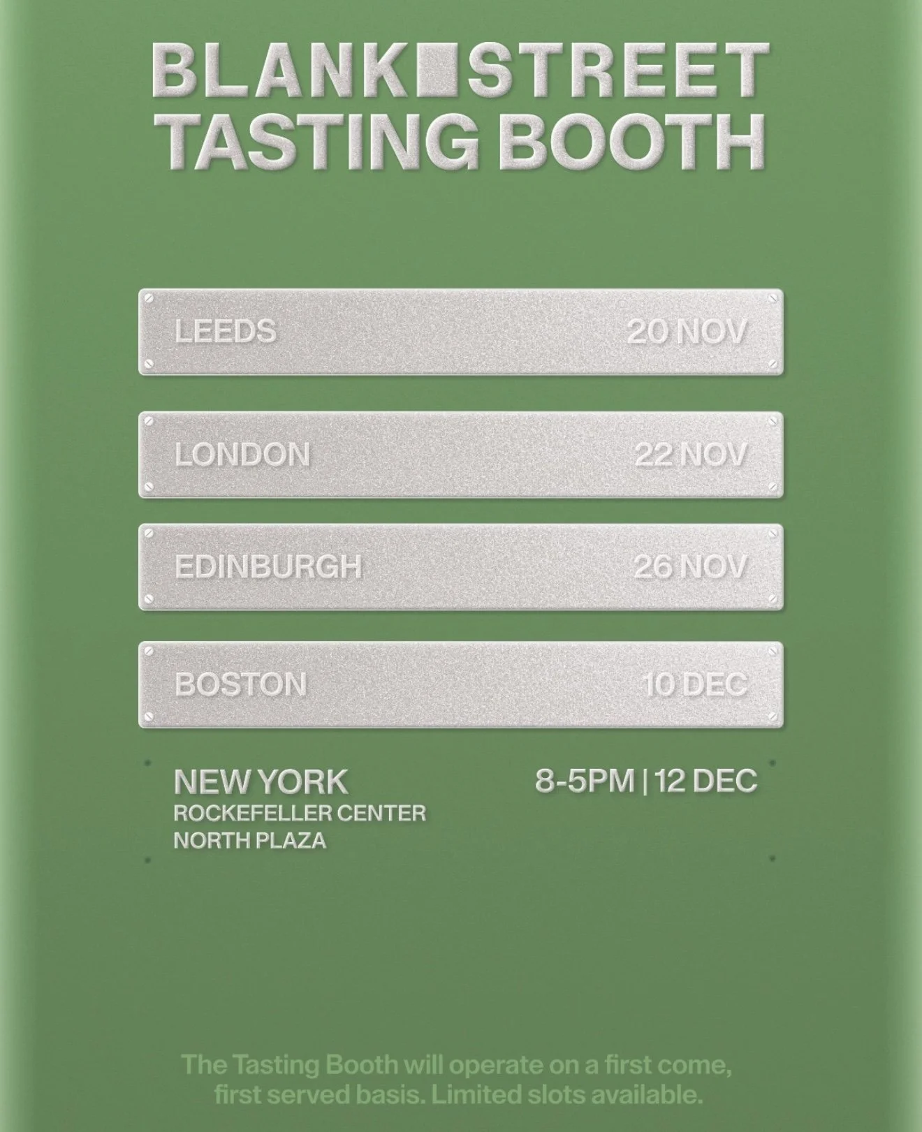 Blank Street Tasting Booth
