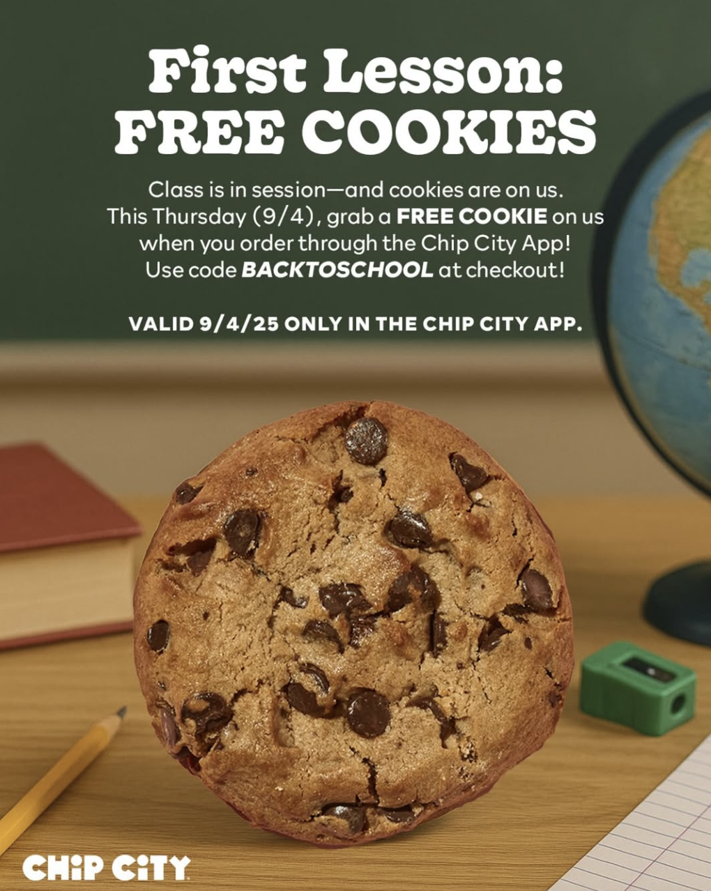 Chip City Back to School Free Cookie