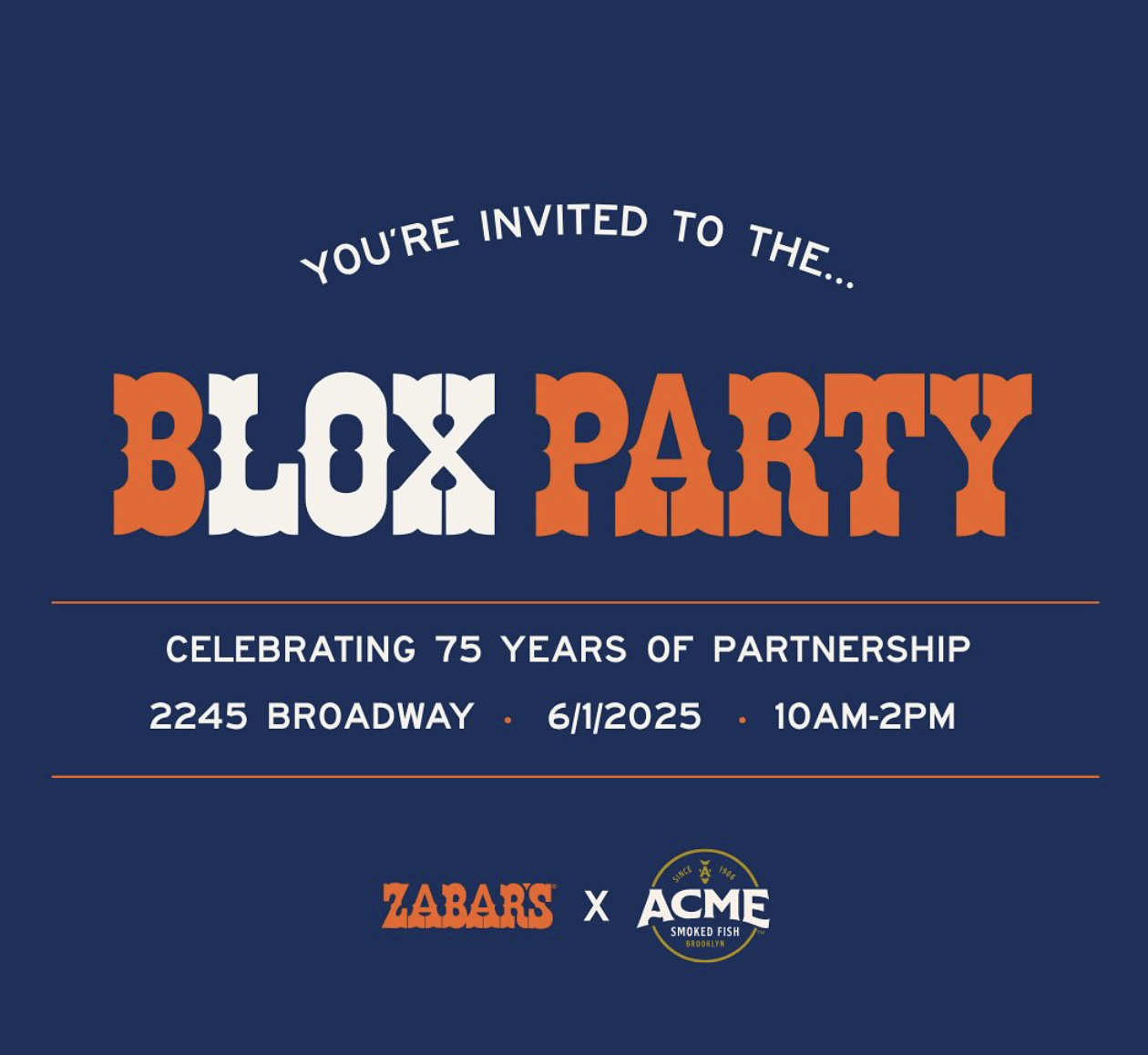 Blox Party with Acme Smoked Fish and Zabar’s