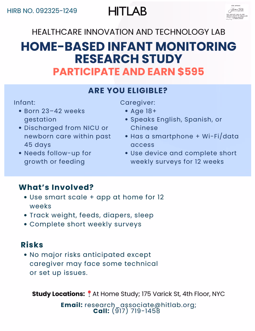 HITLAB Infant Study (Earn $595!)