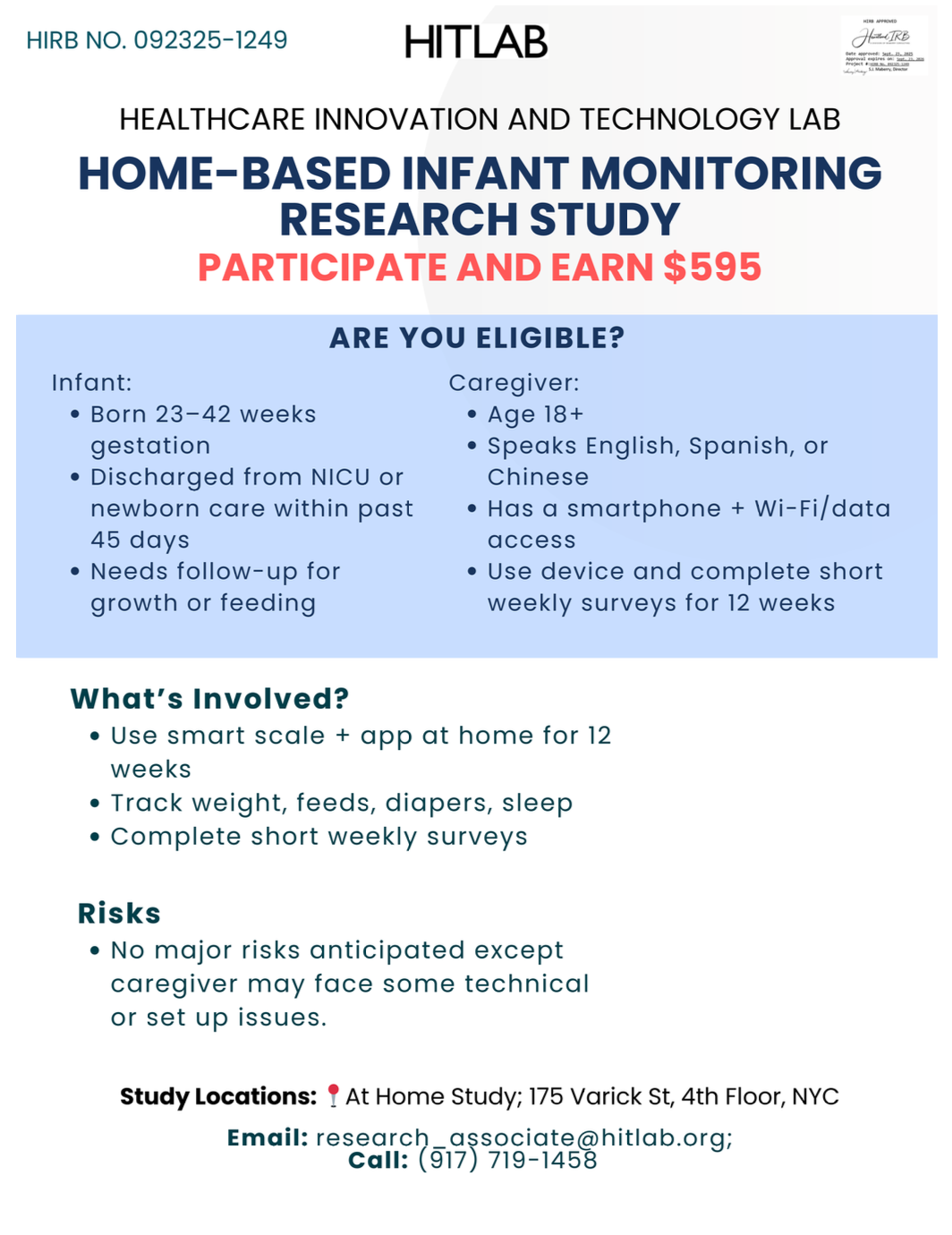 HITLAB Infant Study (Earn $595!)