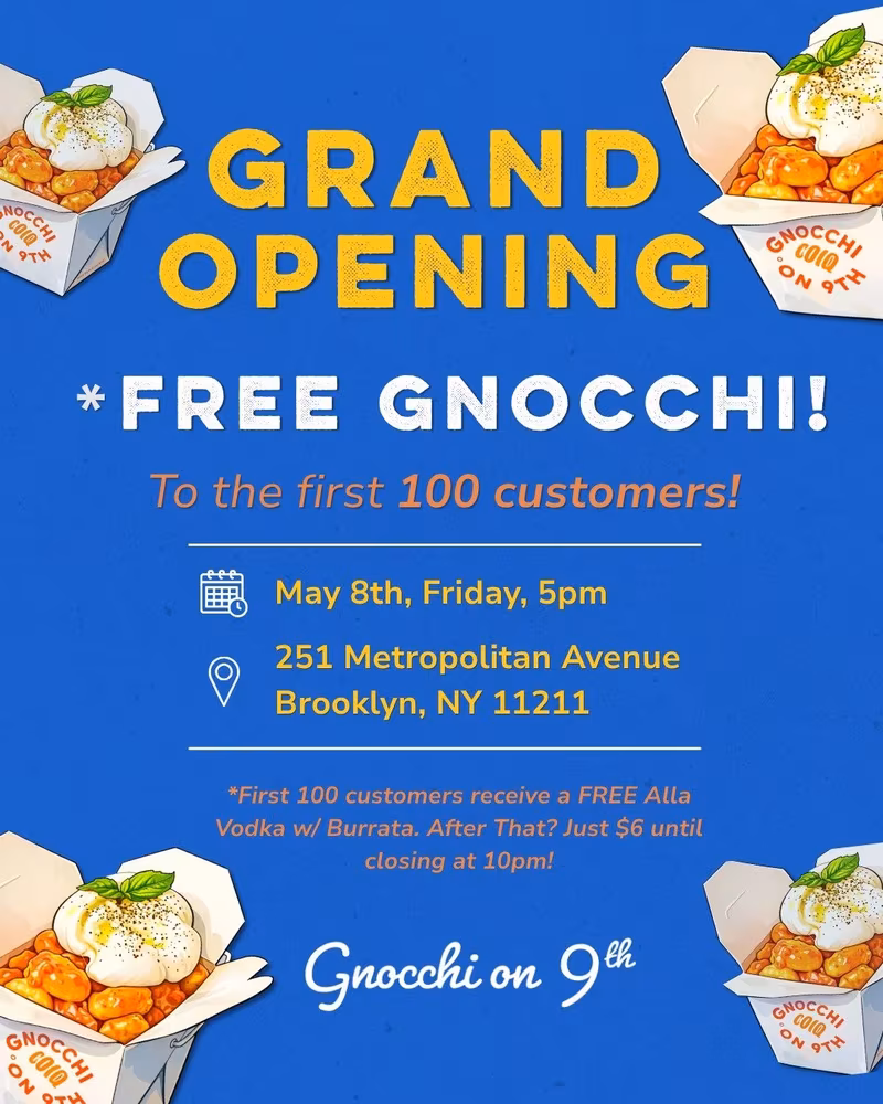 Gnocchi on 9th Williamsburg Grand Opening