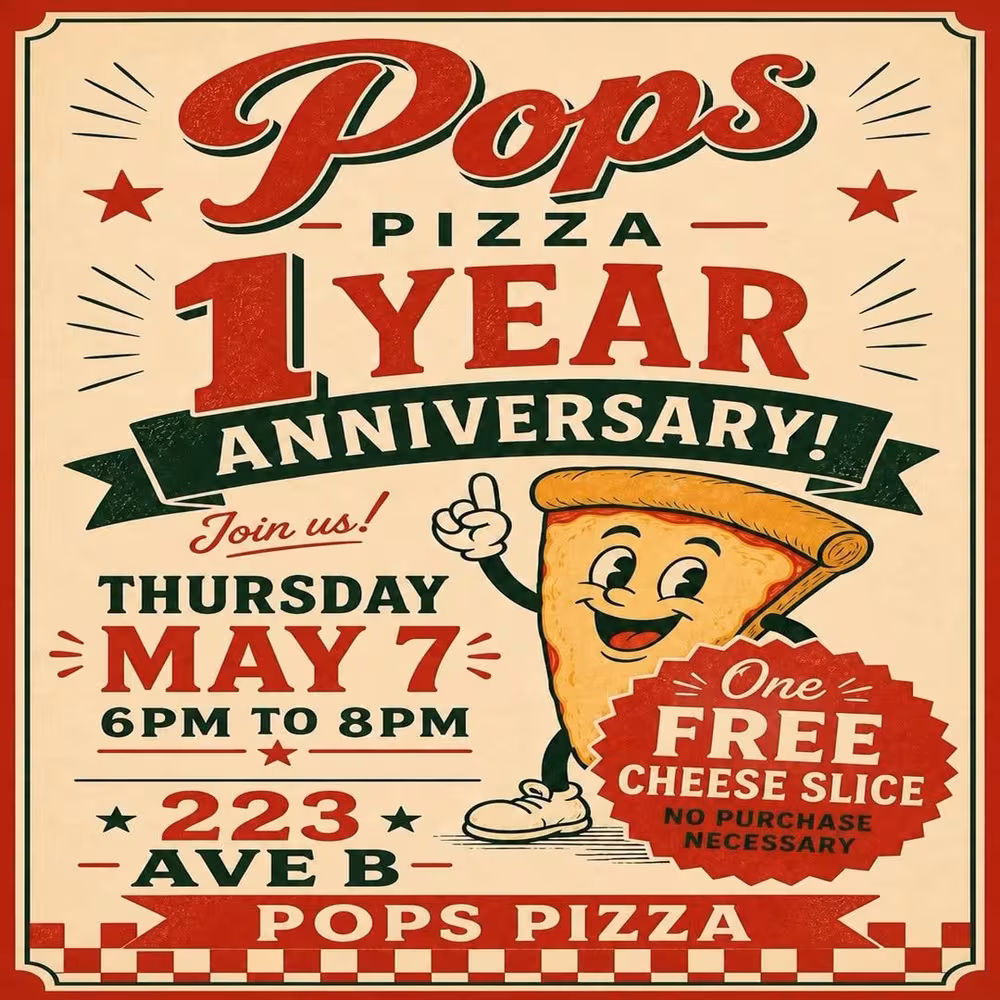 Pops Pizza One Year Anniversary