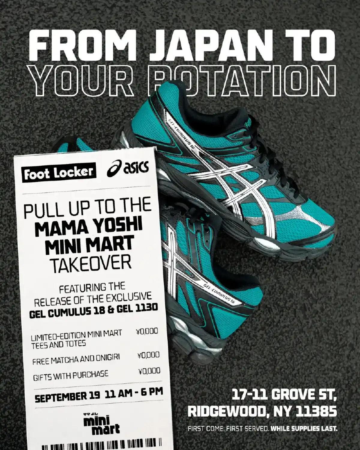 Foot Locker x ASICS Mama Yoshi Mini Mart Takeover