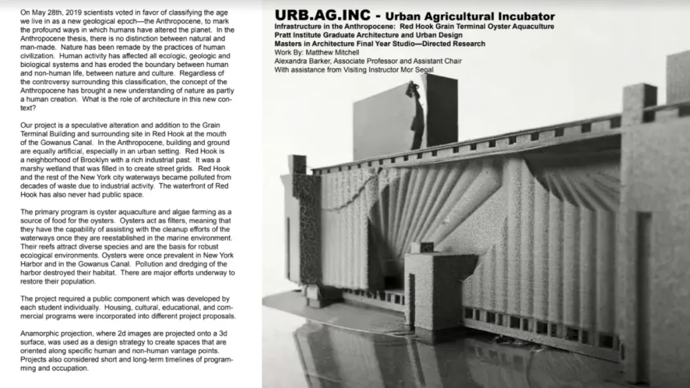 Student research poster about an urban aquaculture incubator