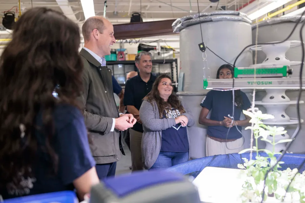 Prince William tours a marine science laboratory