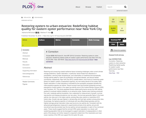 Restoring Oysters to Urban Estuaries