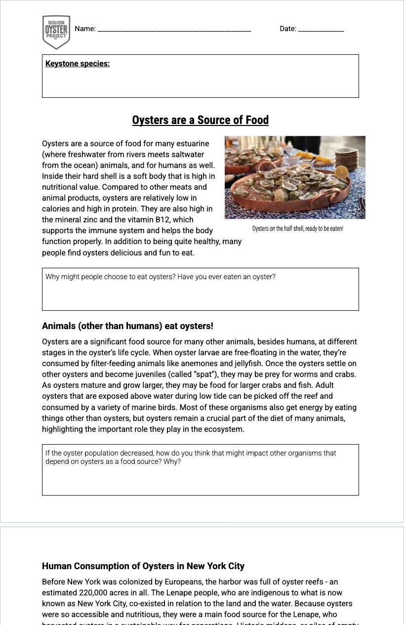 9-12 Keystone — Source of Food Reading