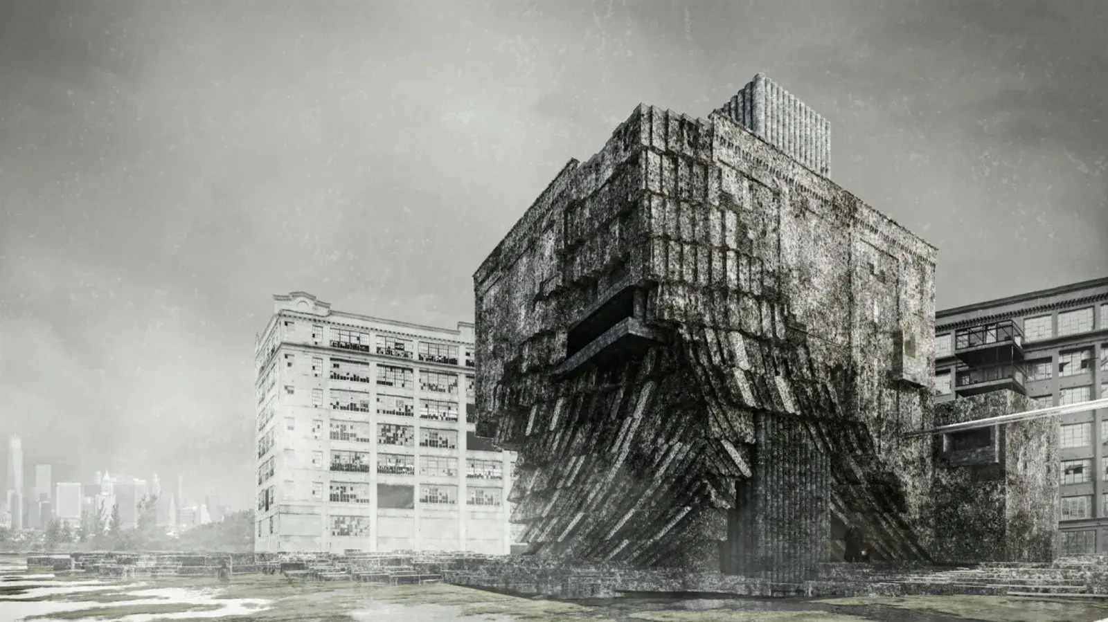 Architectural rendering of a nature-based shoreline structure