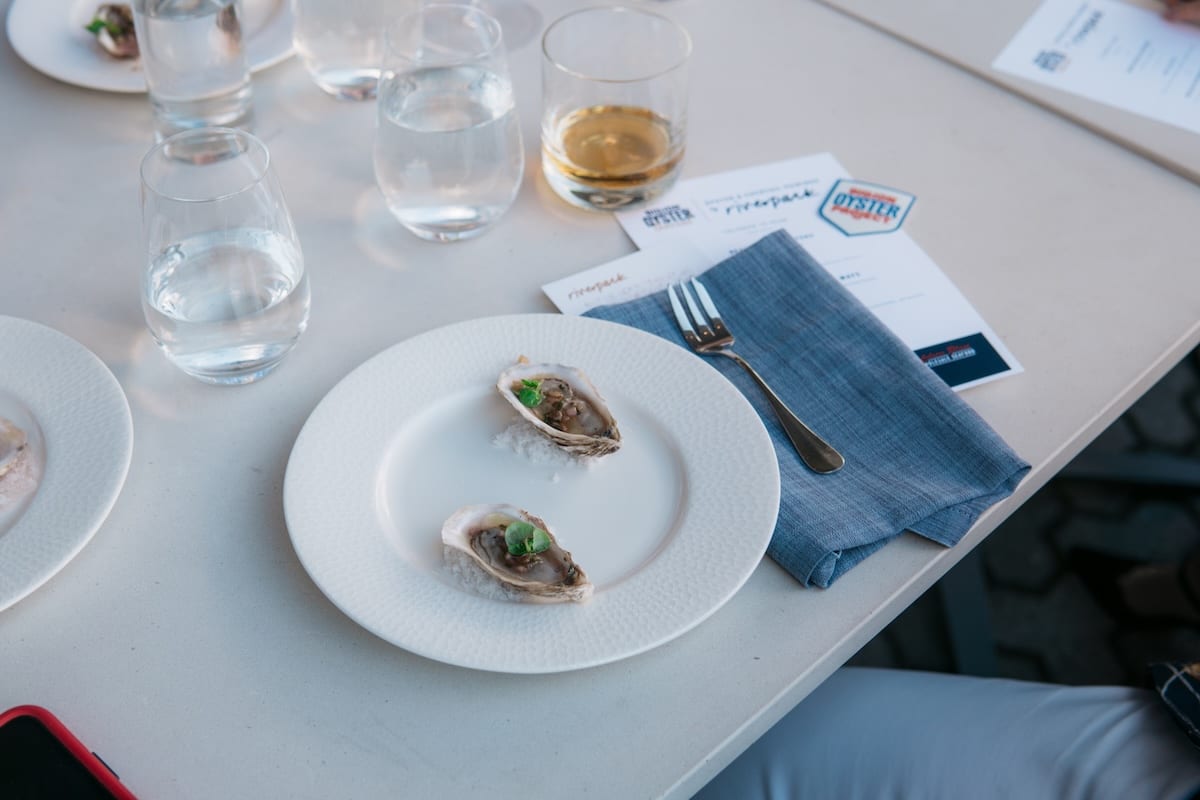 Oysters on the half shell at a Billion Oyster Project cocktail pairing at Riverpark