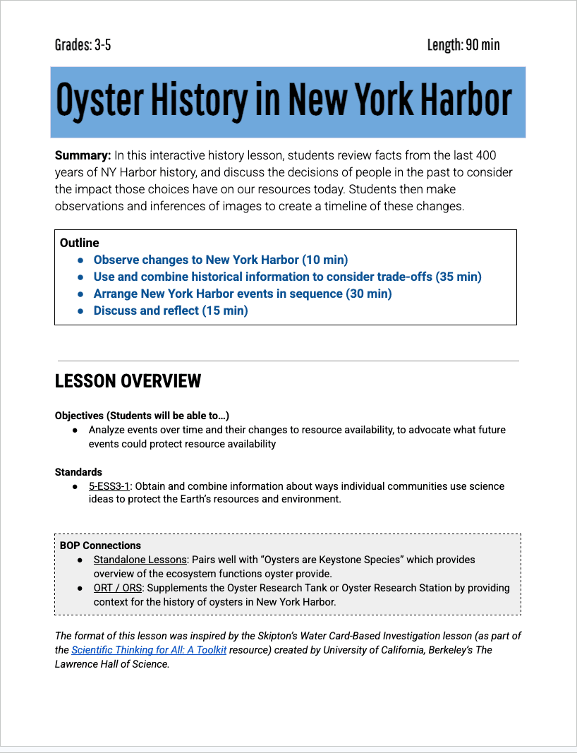 3-5 History — Lesson Plan