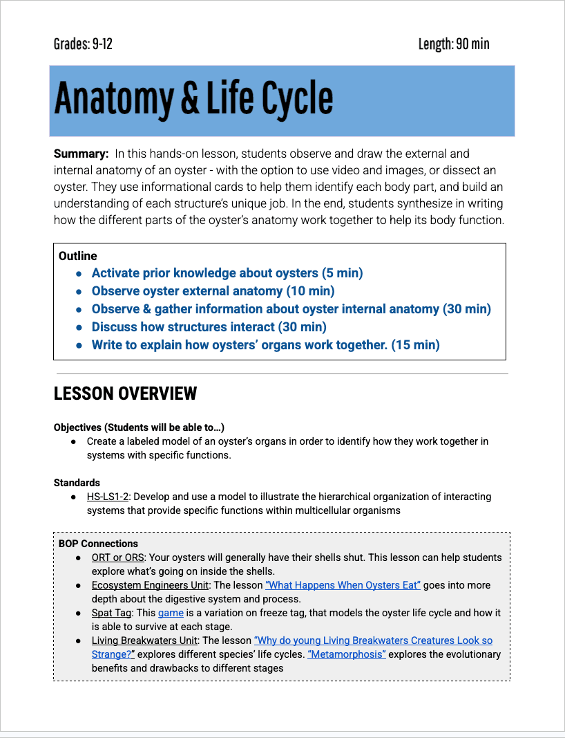 9-12 Anatomy — Lesson Plan