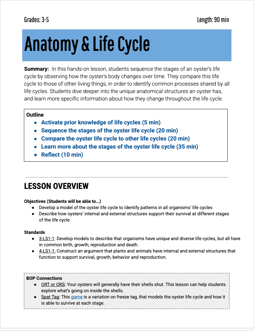 3-5 Anatomy — Lesson Plan