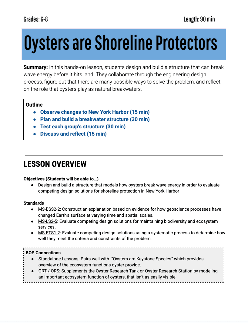 6-8 Shoreline — Lesson Plan