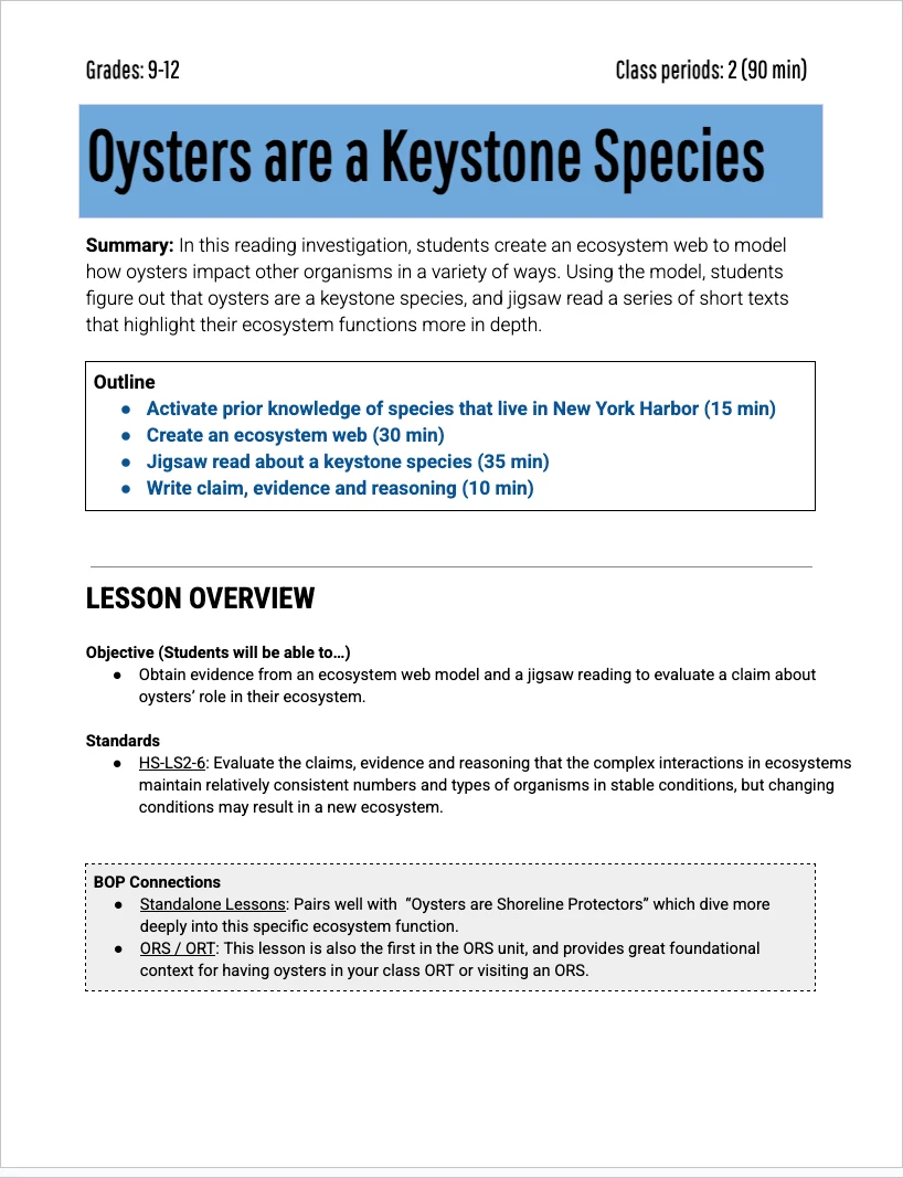 9-12 Keystone — Lesson Plan