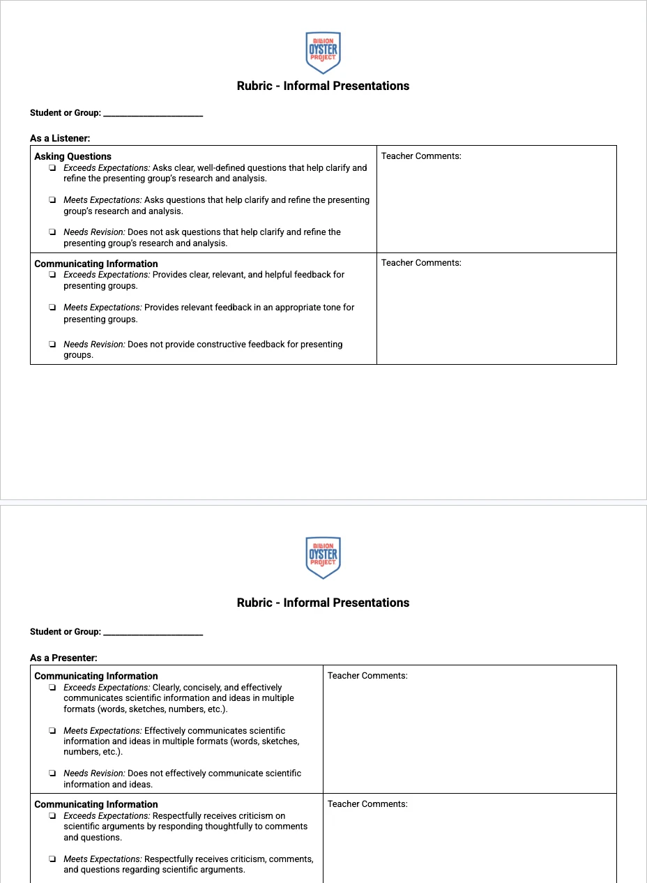 ORT L8 — Rubric (Informal Presentations)