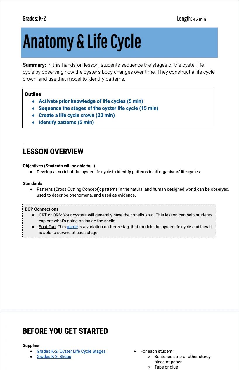 K-2 Anatomy — Lesson Plan
