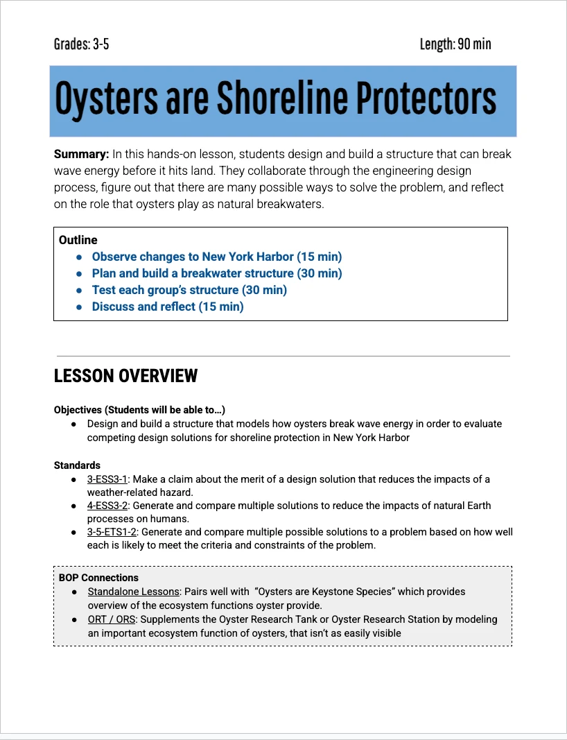 3-5 Shoreline — Lesson Plan