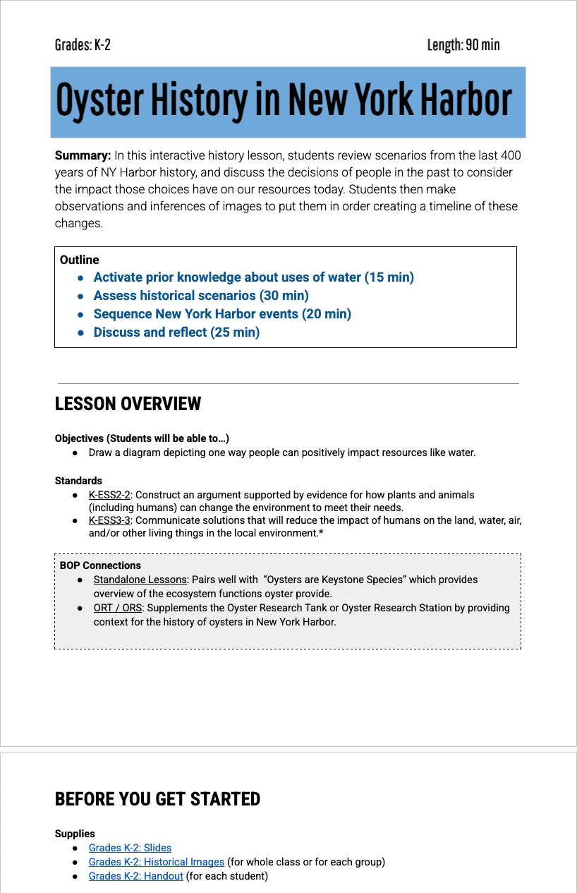 K-2 History — Lesson Plan
