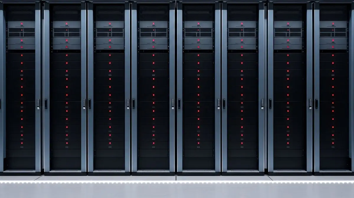 Server infrastructure with glowing data lines representing edge computing and real-time processing