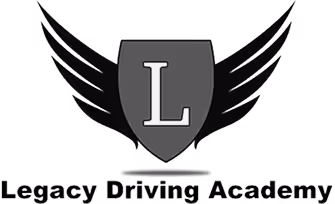 Legacy Driving Academy logo featuring a shield with a letter L and wings on each side.