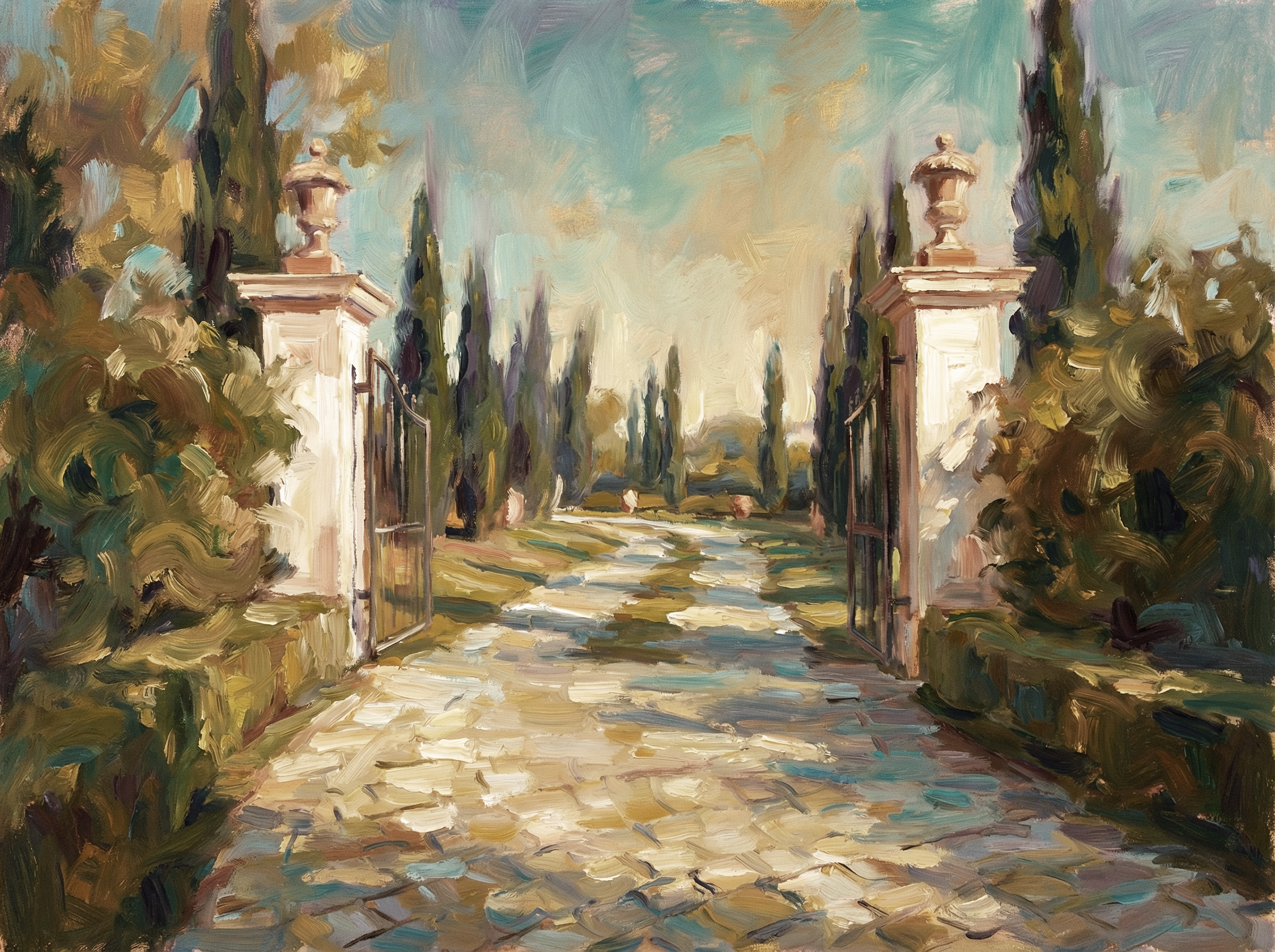 Painting of luxury garden