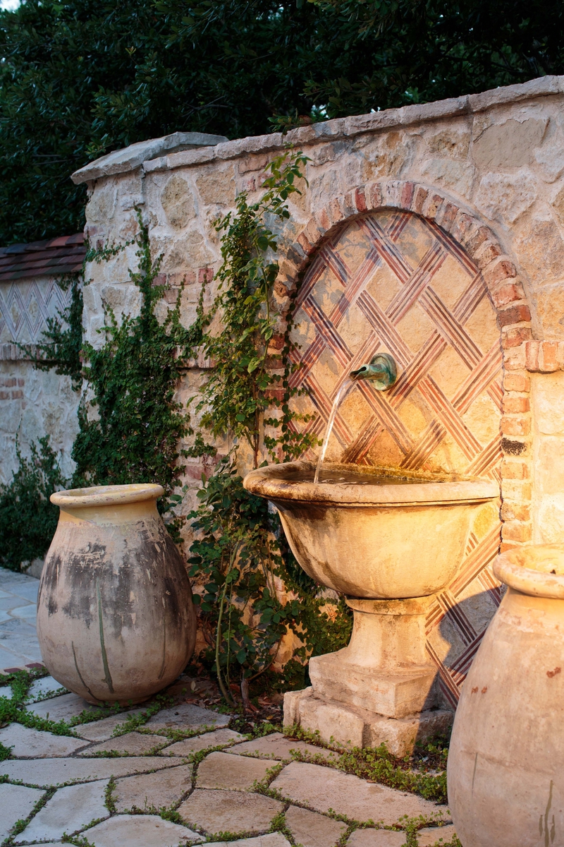 Water feature in luxury garden