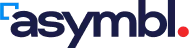 Asymbl company logo with navy blue lowercase text and a small red square.