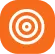 White concentric circles on an orange background.