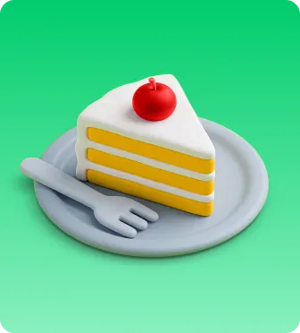 Slice of layered yellow cake with white frosting topped with a red cherry on a gray plate with a gray fork.