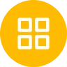 White grid icon with four squares inside a yellow-orange circle background.