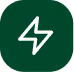 White lightning bolt icon on a dark green rounded square background.