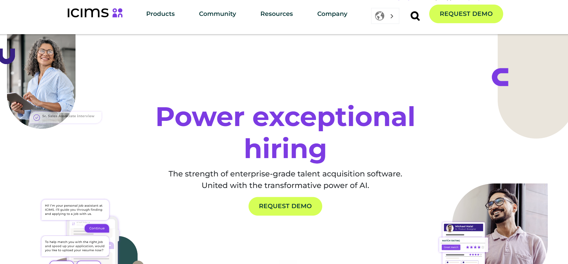 iCIMS candidate management platform interface screenshot