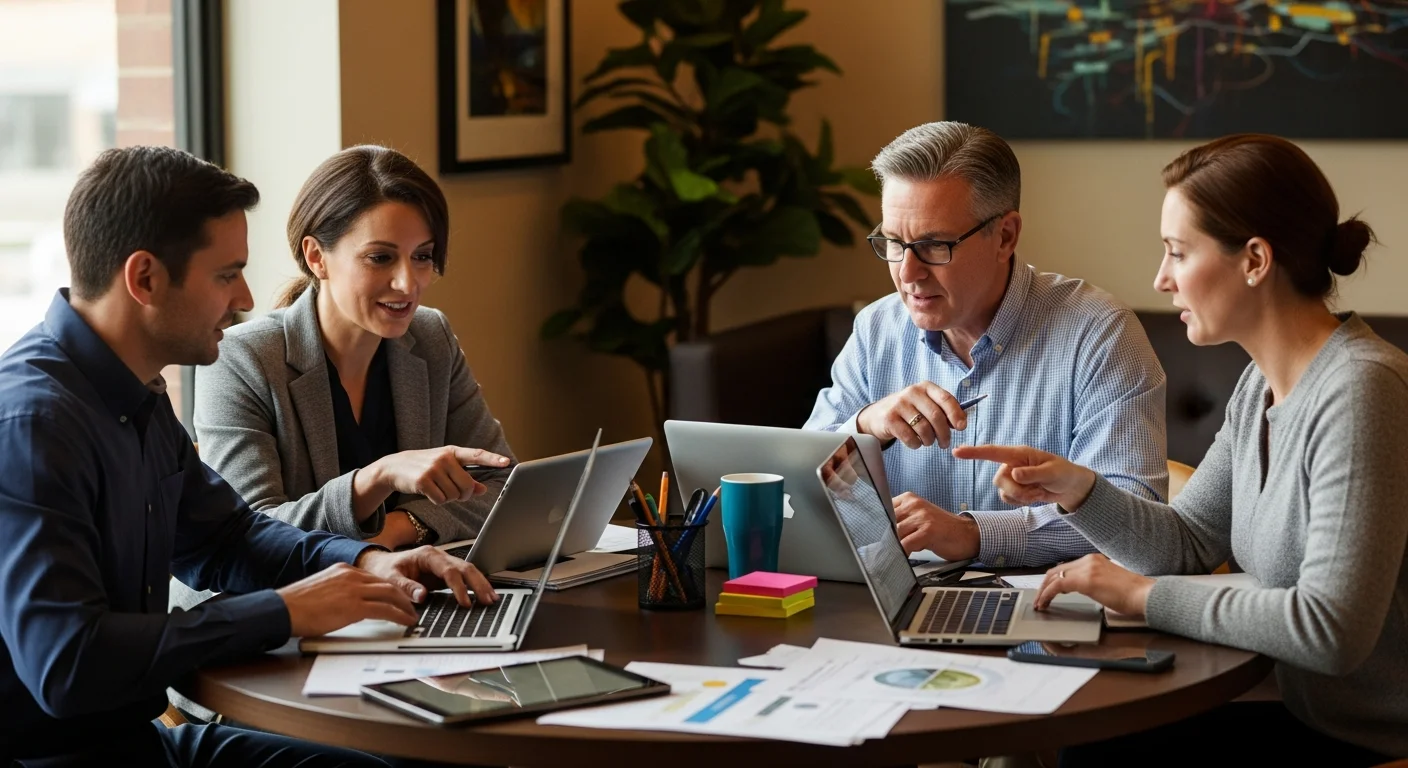 HR team collaborating on transformation readiness and adoption planning