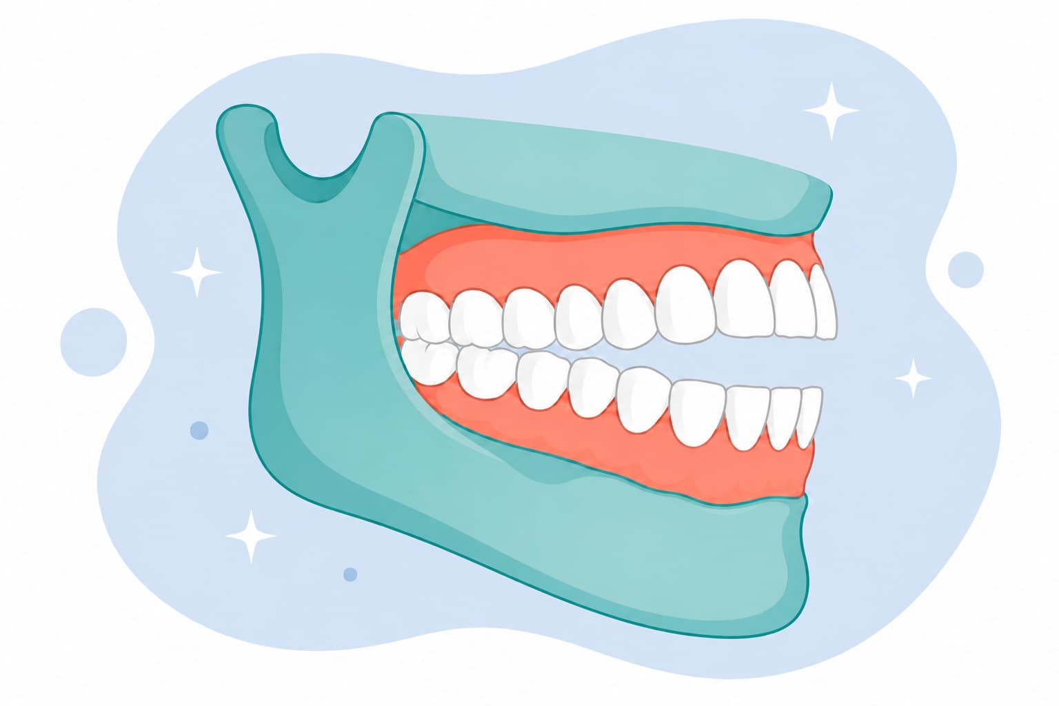 Side illustration of front teeth that don't meet when the person bites down, showing an open bite