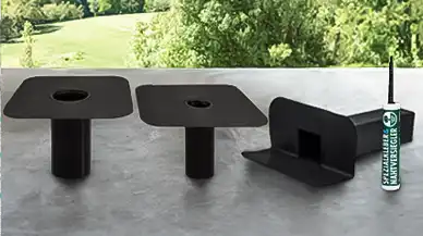 Gaten Eben - Zwei EPDM-Dachabläufe, ein EPDM-Seitenablauf und eine Tube Kantenversiegeler