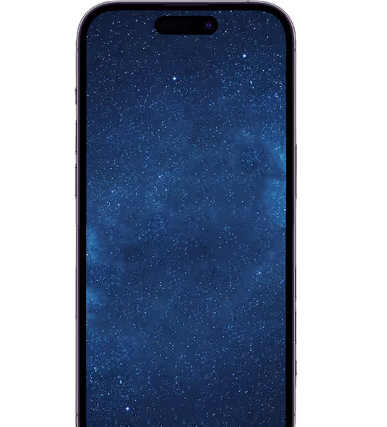 Phone screen with the universe as the background